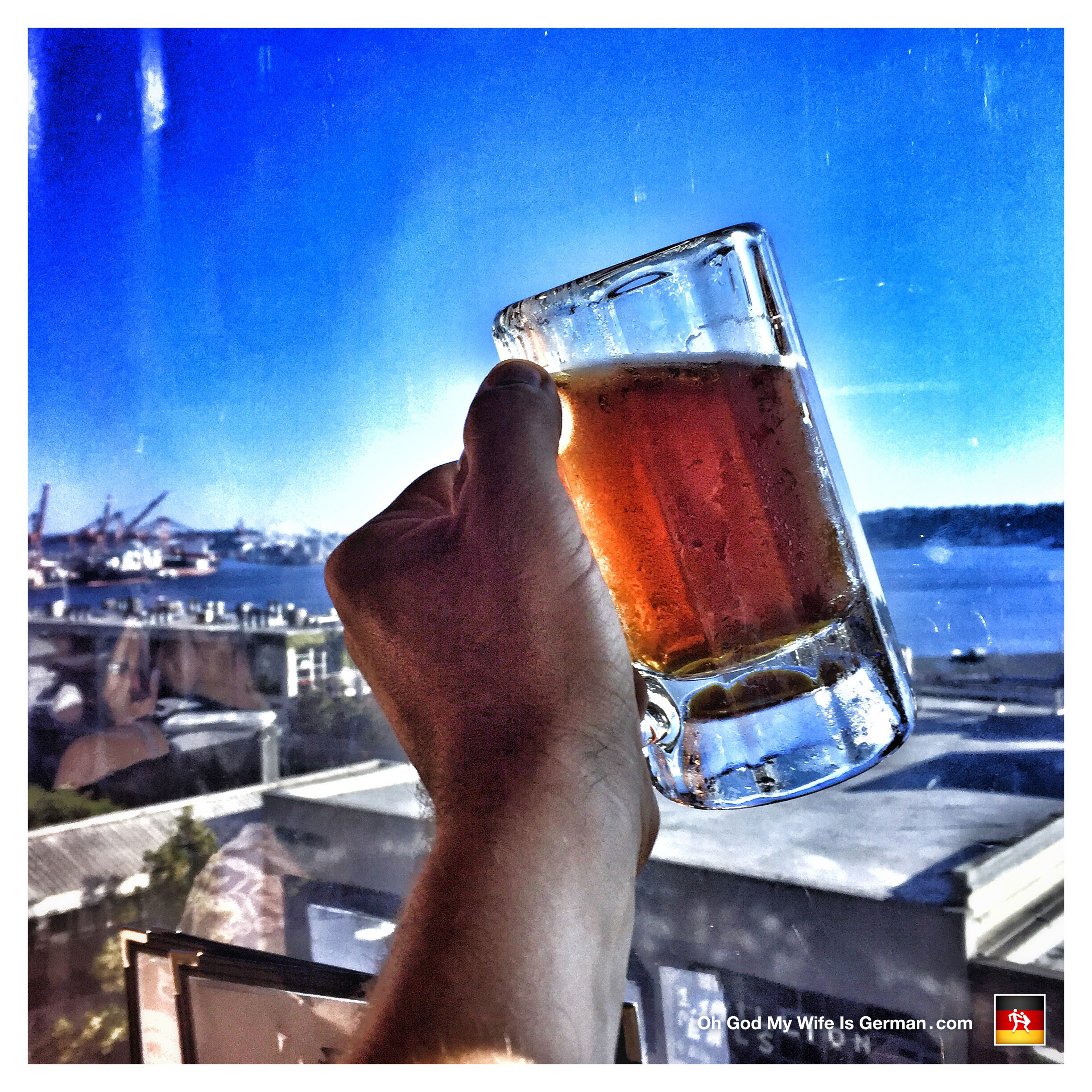 Mug of beer at the Athenian at Pike Place Market in Seattle, WA